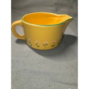 Teleflora 1985 Vintage Yellow Daisy Ceramic Pitcher Creamer Korea Floral 3in